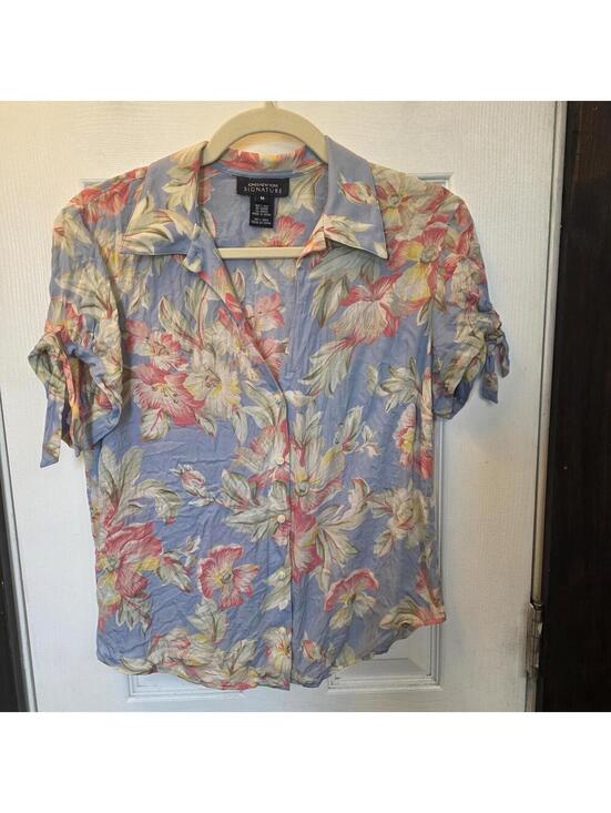 Tops - Jones New York Signature Women's 100% Silk Floral Button Front Blouse Size M